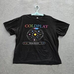 Coldplay Men Shirt XL Black Graphic Print Music Of The Spheres Band Tour 2025